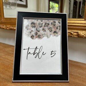 (6) Picture Frame Table Wedding Numbers | Leopard | Black and Silver